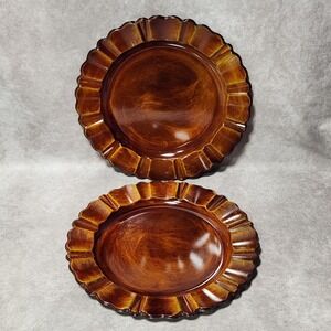 Retired PIER 1 one Brown Scalloped‎ CHARGER Plates 13" set of 2